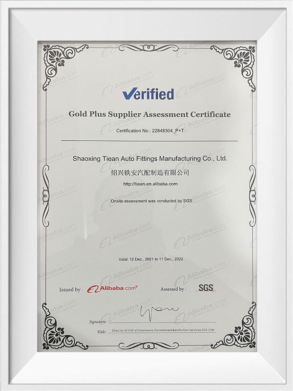 Gold Plus Supplier Assessment Certificate